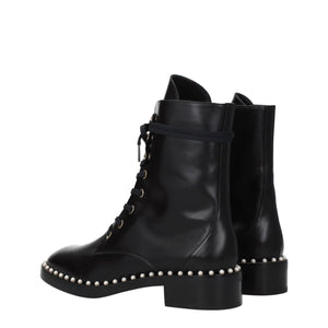 Schwarze Lederstiefeletten