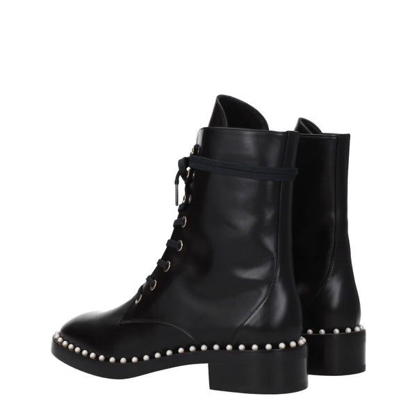 Schwarze Lederstiefeletten