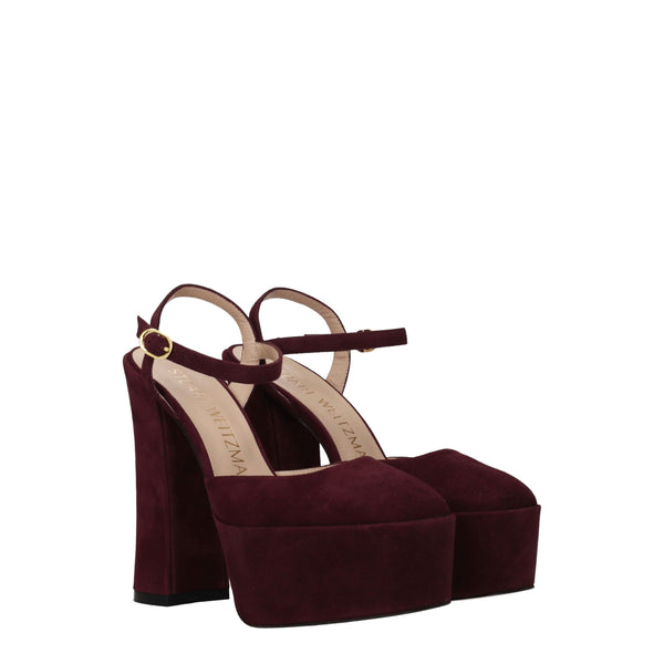 Rote Ledersandalen mit Plateauabsatz