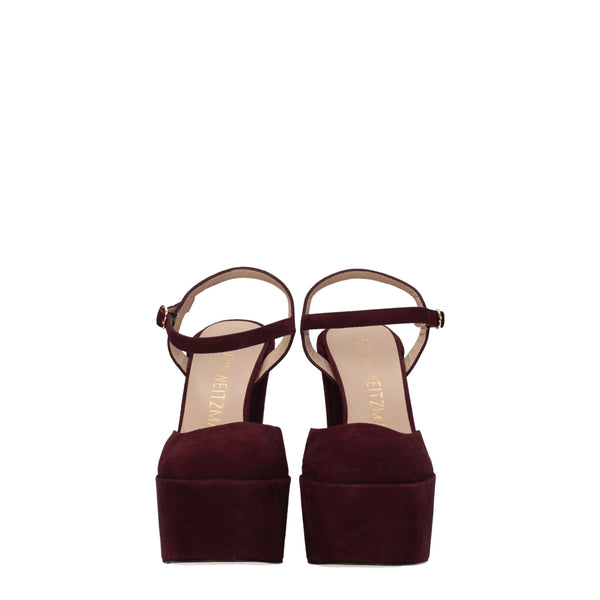 Rote Ledersandalen mit Plateauabsatz