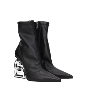 Schwarze Lederstiefeletten