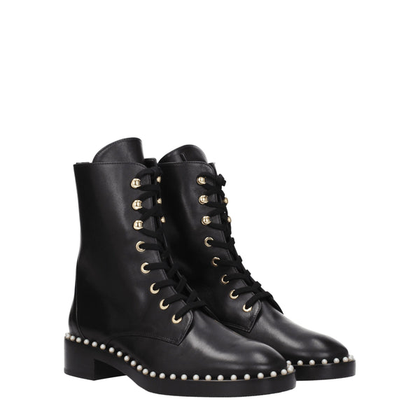 Schwarze Lederstiefeletten