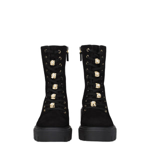 Schwarze Lederstiefeletten