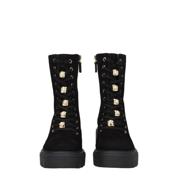 Schwarze Lederstiefeletten