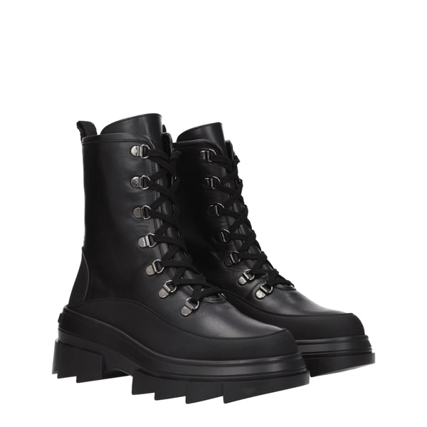 Schwarze Lederstiefeletten