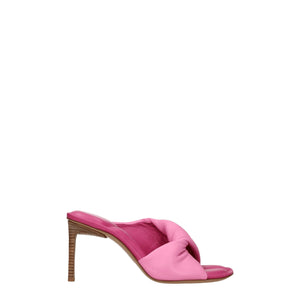 Pinke Leder-Stilettosandalen