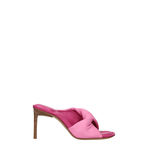 Pinke Leder-Stilettosandalen