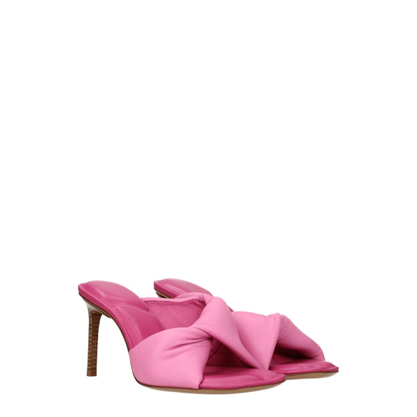 Pinke Leder-Stilettosandalen