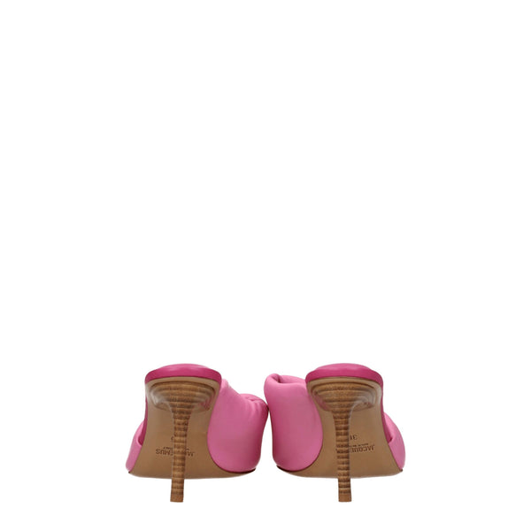 Pinke Leder-Stilettosandalen