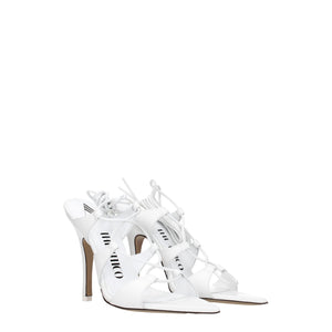 Weiße Leder-Stilettos mit Absatz