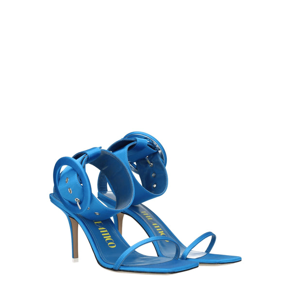 Hellblaue Satin-Stilettosandalen