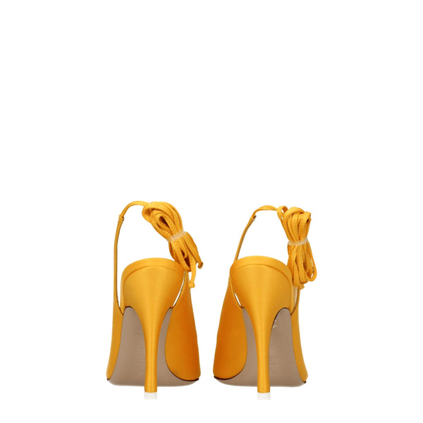 Orange Satin High Heel Pumps