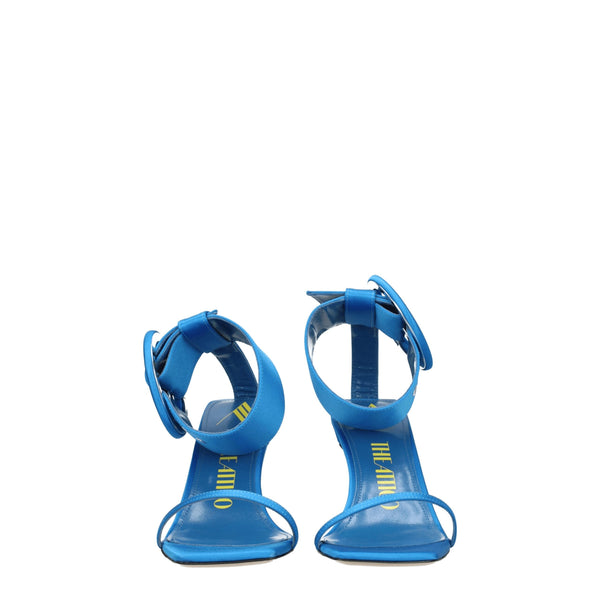 Hellblaue Satin-Stilettosandalen