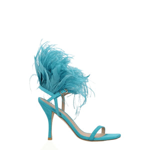 Grüne Leder-Stilettosandalen