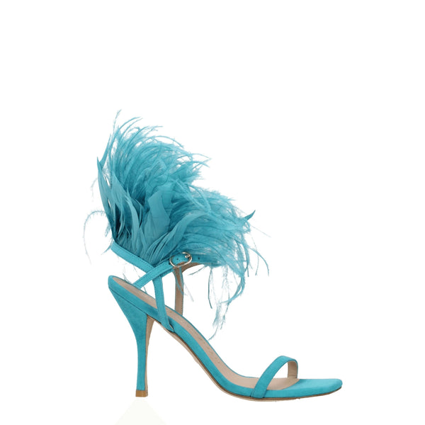 Grüne Leder-Stilettosandalen