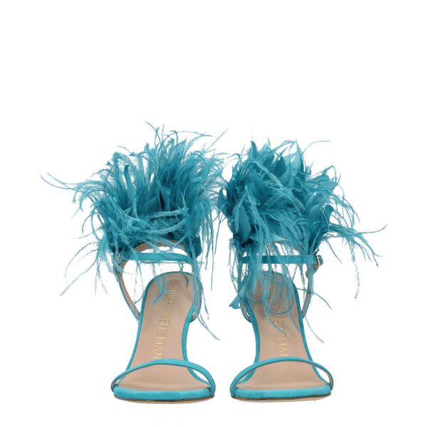 Grüne Leder-Stilettosandalen