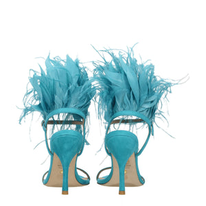 Grüne Leder-Stilettosandalen