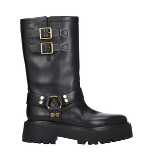 Goldfarbene Lederstiefeletten