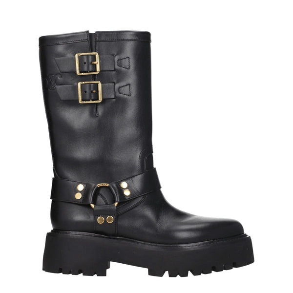 Goldfarbene Lederstiefeletten