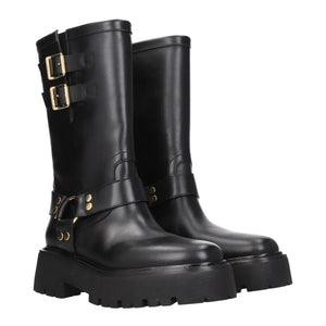 Goldfarbene Lederstiefeletten