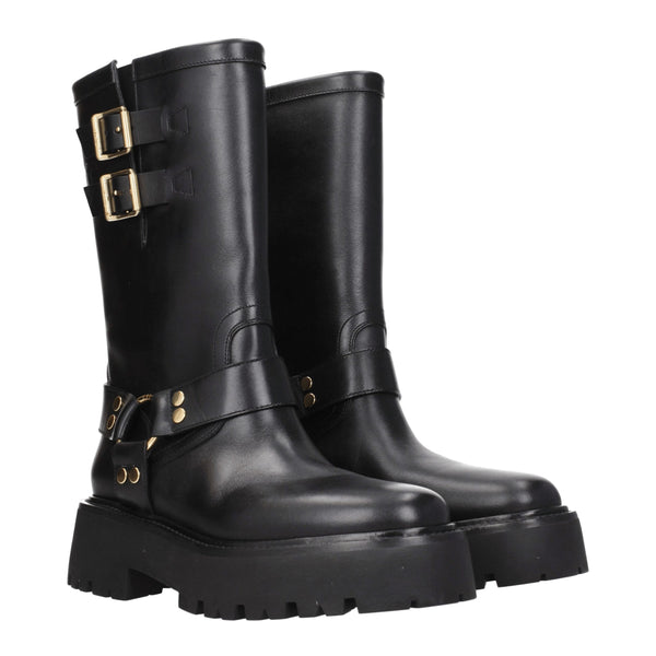 Goldfarbene Lederstiefeletten
