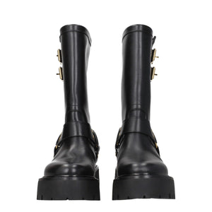 Goldfarbene Lederstiefeletten