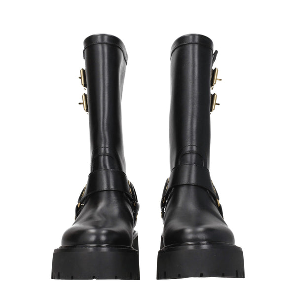 Goldfarbene Lederstiefeletten