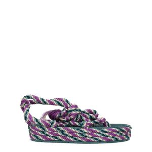 Flache Sandalen aus Multicolor-Stoff
