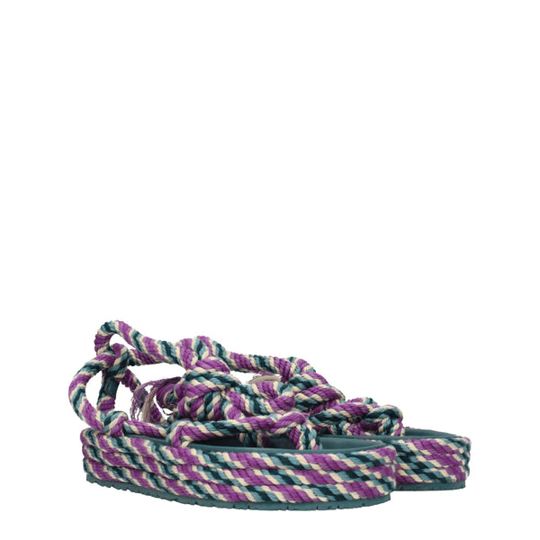 Flache Sandalen aus Multicolor-Stoff