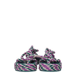 Flache Sandalen aus Multicolor-Stoff
