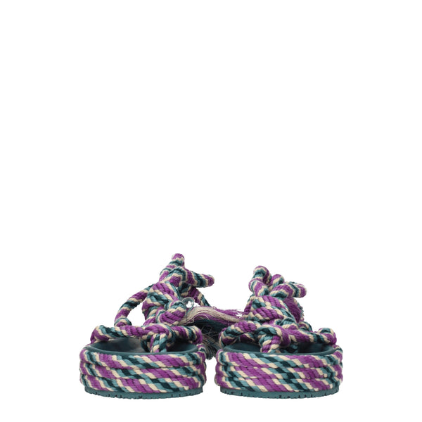 Flache Sandalen aus Multicolor-Stoff