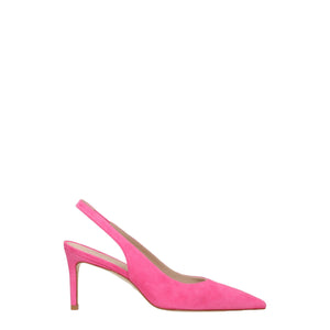 Rosa Leder Pumps mit hohem Absatz