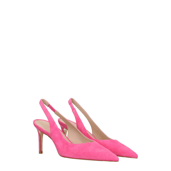 Rosa Leder Pumps mit hohem Absatz