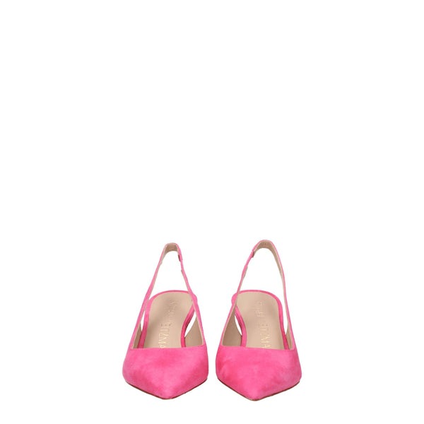 Rosa Leder Pumps mit hohem Absatz