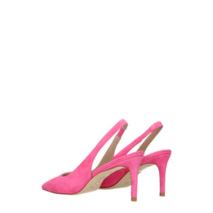 Rosa Leder Pumps mit hohem Absatz