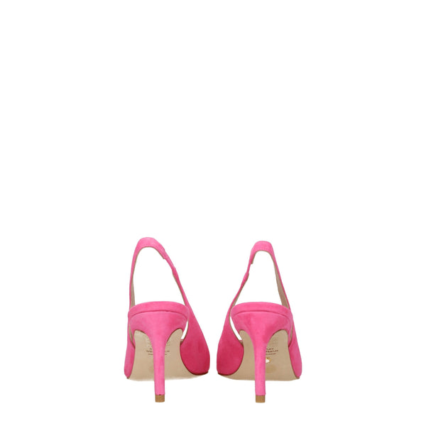 Rosa Leder Pumps mit hohem Absatz