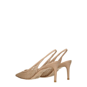 Beige Leder High Heel Pumps