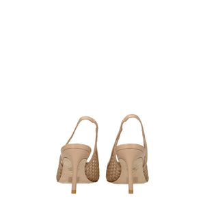 Beige Leder High Heel Pumps