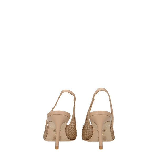Beige Leder High Heel Pumps