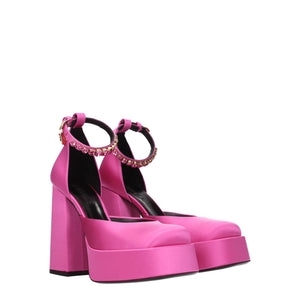 Rosa Satin Plateau-Pumps