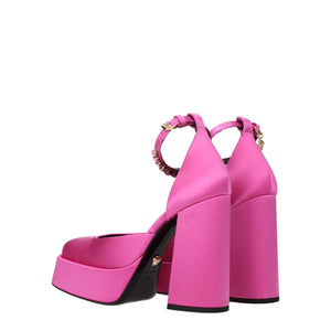 Rosa Satin Plateau-Pumps