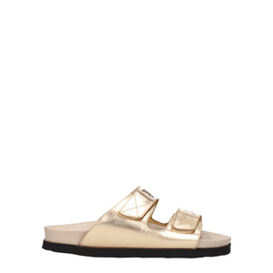 Goldene Leder-Pantoffeln