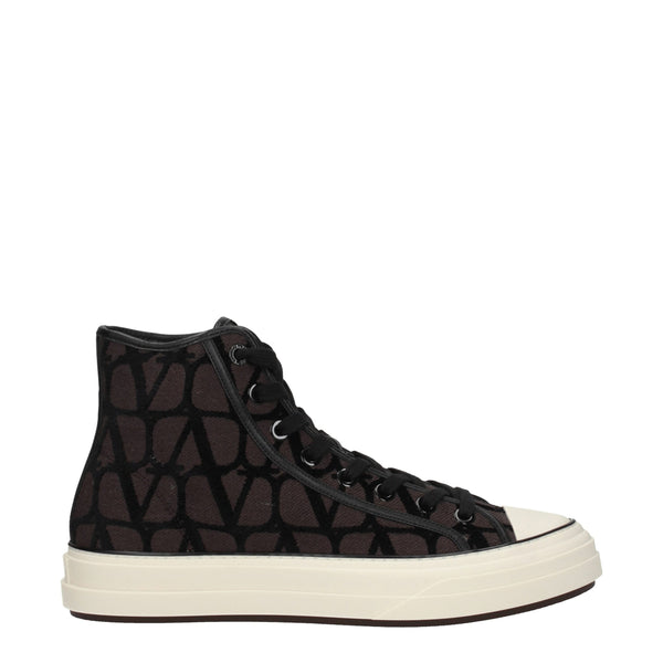 Braune High-Top-Sneaker aus Stoff