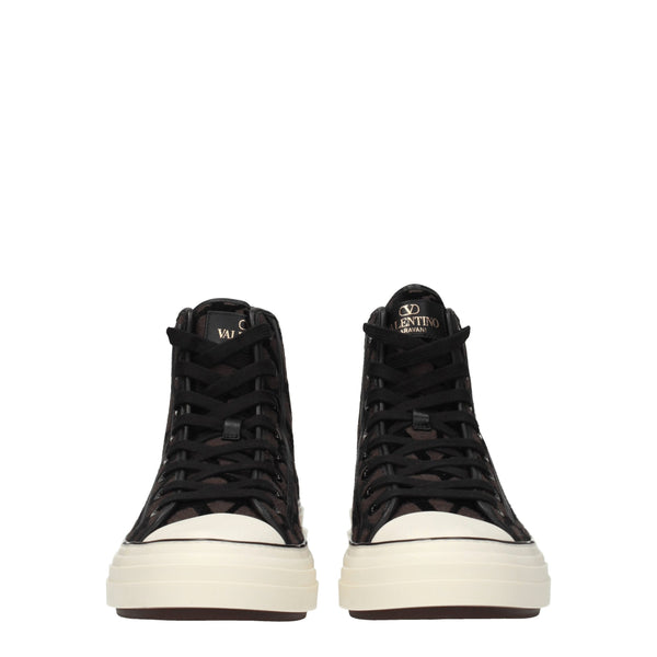 Braune High-Top-Sneaker aus Stoff