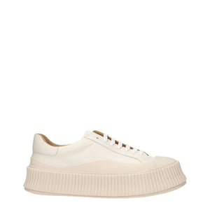 Beige Leder Plateau Turnschuhe