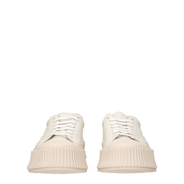 Beige Leder Plateau Turnschuhe
