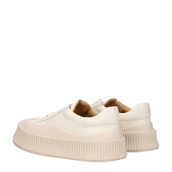 Beige Leder Plateau Turnschuhe