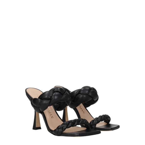 Schwarze Leder-Stilettosandalen