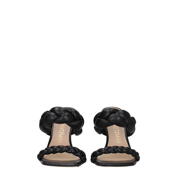 Schwarze Leder-Stilettosandalen