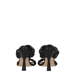 Schwarze Leder-Stilettosandalen